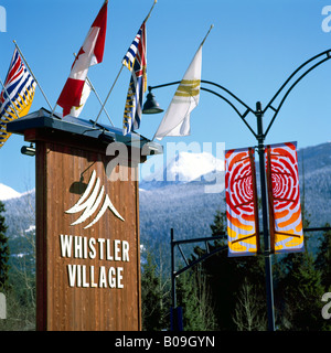 Willkommen Sie Schild Ski Resort Dorf Whistler in British Columbia Kanada Stockfoto