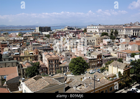 Panoramablick von Stampace Viertel von Cagliari aus dem Castello, Sardinien Stockfoto