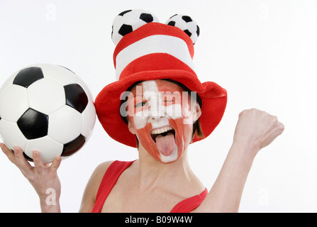weibliche Schweizer Fußball-fan Stockfoto