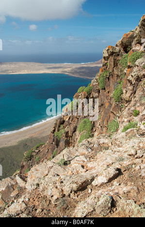 Insel La Graciosa aus El Mirador Del Rio auf Lanzarote Stockfoto