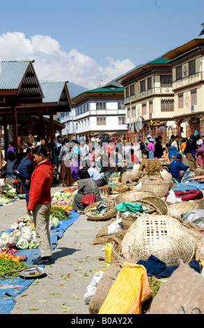 Paro Sonntag Markt, Bhutan Stockfoto