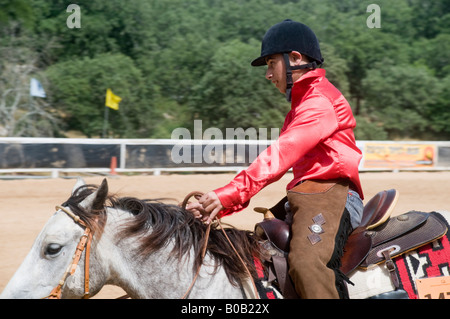 Israel Kibbutz Alonim israelischen Reitsport Organisation Westernstil Reining Wettbewerb Alter 15. April 2008 Stockfoto