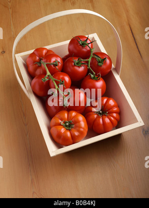 Tomaten in eine hölzerne Trug redaktionelle Lebensmittelzutaten Stockfoto