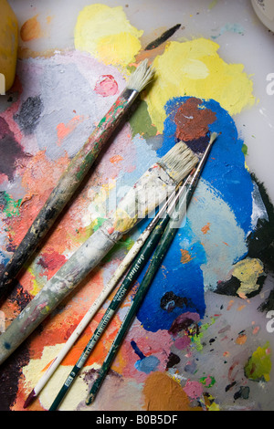 Künstler-Pinsel und palette Stockfoto