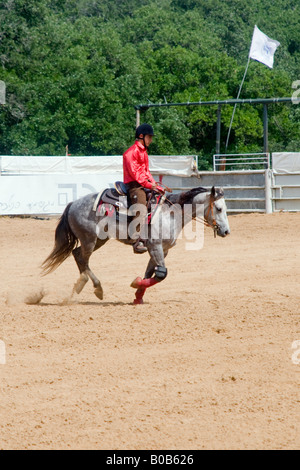 Israel Kibbutz Alonim israelischen Reitsport Organisation Westernstil Reining Wettbewerb Alter 15. April 2008 Stockfoto