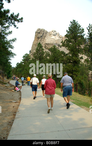 Nordamerika, USA, South Dakota, Keystone, Mount Rushmore National Memorial. Aussicht vom Präsidenten Trail. Stockfoto