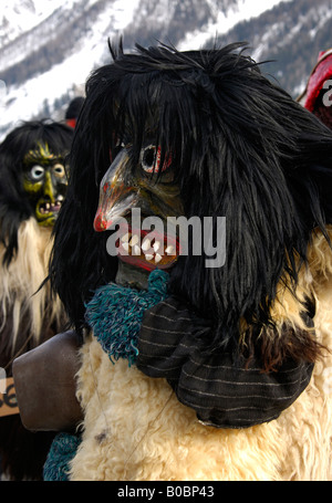 Tschäggätä Karneval Masken Wiler Lötschental Wallis Schweiz Stockfoto