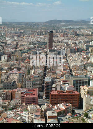 Blick von der Burg Santa Barbara über Stadt, Alicante, Spanien Stockfoto