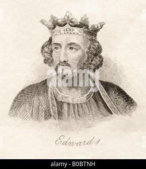 Edward I., alias Longshank, 1239 - 1307. König von England. Aus dem Buch Crabbs Historical Dictionary, veröffentlicht 1825. Stockfoto