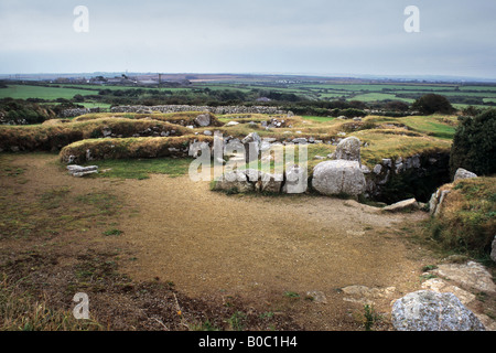 Carn Euny Dorf, Cornwall, England Stockfoto