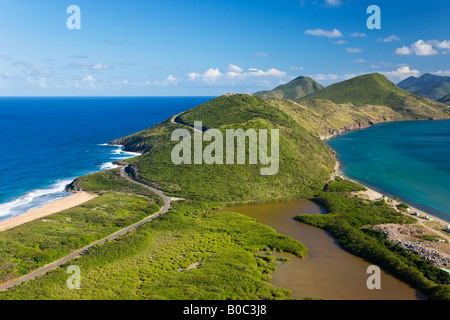 West Indies, Karibik, Antillen, Inseln über dem Winde, St. Kitts und Nevis, St Christoper Halbinsel der Südost-Küste Stockfoto