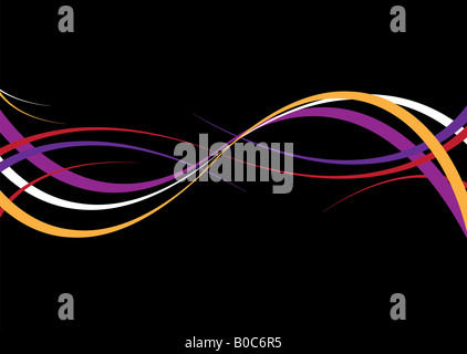 Abstrakte farbige Hintergrund mit fließenden Linien auf schwarz Stockfoto
