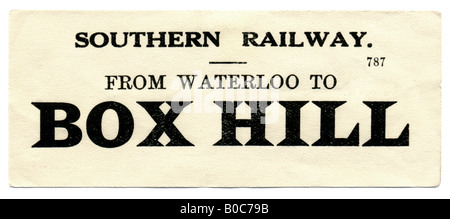 Box Hill Surrey Südbahnhof Gepäck Label undatiert Stockfoto