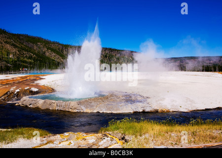 Bild zeigt Cliff Geyser durchbrechenden in Black Sands Becken Yellowstone Nationalpark, Wyoming Stockfoto