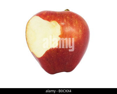 Angebissene Apfel isoliert auf weißem Hintergrund Stockfoto