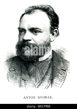 Viktorianische Stahl graviert 1892 Print von Anton Dvorak Musical Komponist nur zu redaktionellen Zwecken Stockfoto