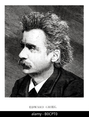 Viktorianische Stahl graviert 1892 Print der Komponist Edward Grieg für nur zur redaktionellen Verwendung Stockfoto