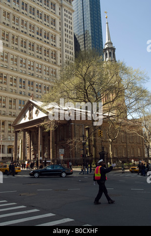 St Pauls Chapel in New York am Broadway in Lower Manhattan, das Gebäude ist das einzige erhaltene Pre Unabhängigkeitskrieg Gebäude Stockfoto