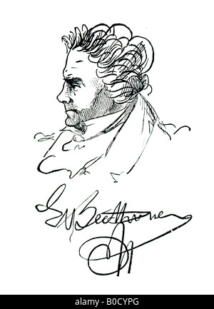 Viktorianische Stahl graviert 1892 Print von Ludwig van Beethoven Komponist nur zu redaktionellen Zwecken Stockfoto