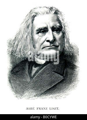 Viktorianische Stahl graviert 1892 Print von Abbe Franz Liszt Komponist nur zu redaktionellen Zwecken Stockfoto