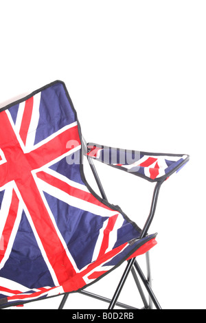 Eine britische Flagge auf einem Sitz gegen einen isolierten Hintergrund Stockfoto