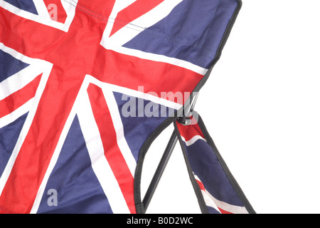 Eine britische Flagge auf einem Sitz gegen einen isolierten Hintergrund Stockfoto