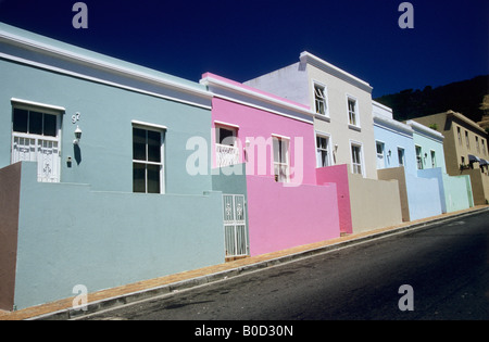 Bunte Häuserzeile Bo Kaap alten malaiischen Sklaven Viertel Cape Town South Africa Architektur Gebäude Destinationen reisen Stockfoto