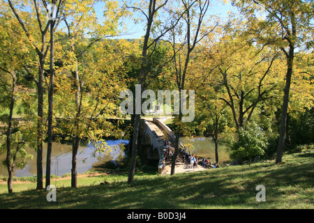 Blick über Burnside Bridge in Antietam National Battlefield Park, Sharpsburg, Maryland. Stockfoto