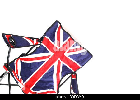 Eine britische Flagge auf einem Sitz gegen einen isolierten Hintergrund Stockfoto