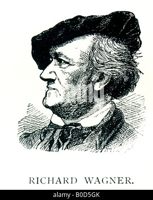 Viktorianische Stahl graviert 1892 Print der Komponist Richard Wagner nur zu redaktionellen Zwecken Stockfoto