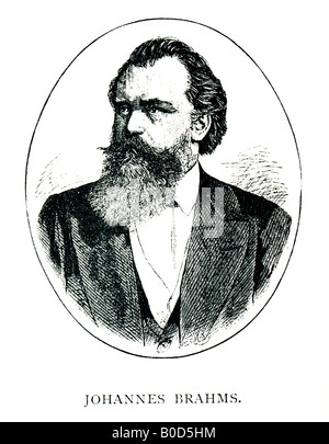 Viktorianische Stahl graviert 1892 Print von Johannes Brahms Komponist nur zu redaktionellen Zwecken Stockfoto