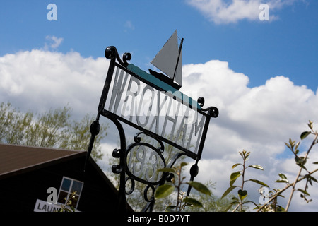 Wroxham Zeichen - Norfolk Broads Stockfoto