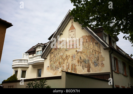 Wandbild von alten Breisach auf Seite des Hauses in Breisach Deutschland Stockfoto