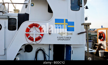 Angelboot/Fischerboot für Touristen im Hafen von Helsingborg in Südschweden Stockfoto
