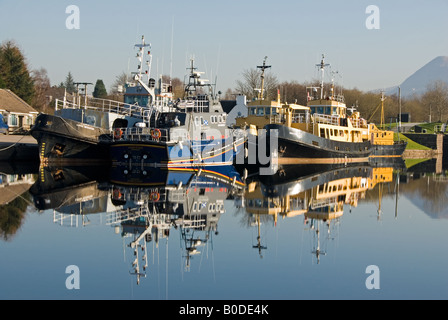 Überwinterung in Corpach Basin Caledonian Canal Boote Stockfoto