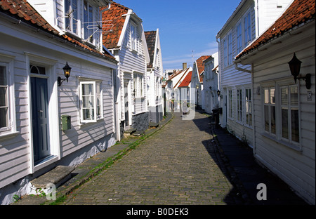 Holzhäuser aus dem 18. Jahrhundert in der alten Stadt Stavanger Stockfoto