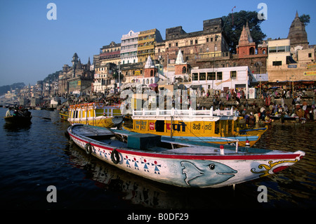 Ansicht von Varanasi aus dem Ganges-Fluss Stockfoto