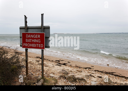 Warnzeichen, Isle Of Wight Stockfoto