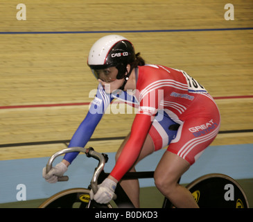 Victoria Pendleton Great Britain Sprinter in Manchester UK Radrennbahn UCI Track Cycling-Weltmeisterschaften 2008 Stockfoto