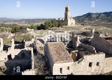 Corbera d Bürgerkrieg Ruinen Stockfoto