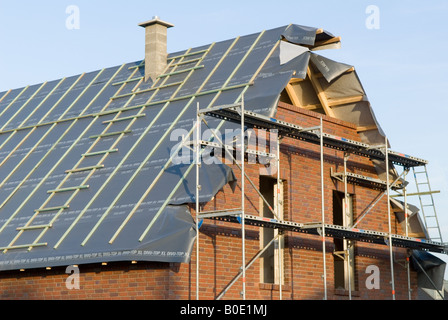 Neue Häuser unter Bau im Bezirk von Alexander House, einem Wohnpark in Oldenburg, Niedersachsen, Deutschland. Stockfoto