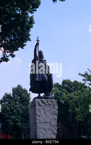 König Alfred Statue, Winchester, Hampshire, England, Vereinigtes Königreich Stockfoto