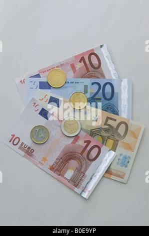 Eine Selction Euro, Banknoten und Münzen Stockfoto