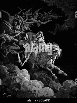 Gravur von Gustave Dore Abbildung von der Vision des Todes Stockfoto