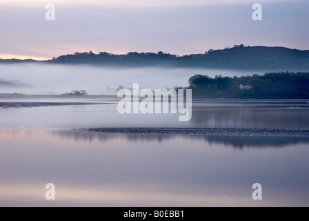 Flussmündung Misty Dawn Stockfoto