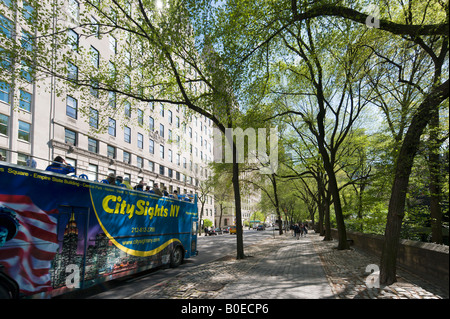 Tour-Bus auf der Fifth Avenue, Central Park, Manhattan, New York City Stockfoto