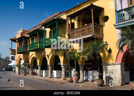 Häuser am Plaza de Los Coches Cartagena de Indias, Kolumbien Stockfoto