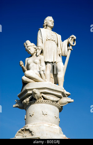 Statue von Christopher Columbus in der Plaza De La Aduana, Cartagena de Indias, Kolumbien Stockfoto