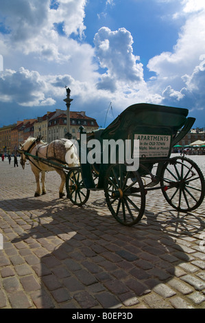 Pferdekutsche im Marktplatz Altstadt Warschau Polen Stockfoto