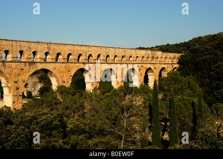 Römischer Aquädukt Pont du Gard, Vers-Pont-de-Gard, in der Nähe von Remoulins, Frankreich Stockfoto